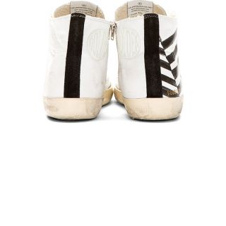 Golden Goose White Distressed Marker Stripe High Top Sneakers