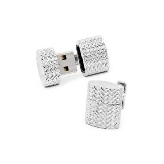 Cufflinks Inc. RR 435 WS Woven Silver Oval USB Cufflinks (4GB)