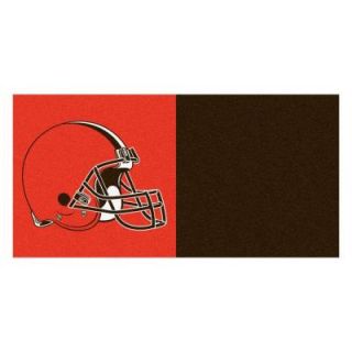 FANMATS NFL   Cleveland Browns Brown and Orange Nylon 18 in. x 18 in. Carpet Tile (20 Tiles/Case) 8555