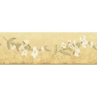 The Wallpaper Company 6.83 in. x 15 ft. Yellow Transitional Blossom Border WC1280331