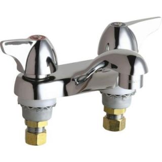 Chicago Faucets 4 in. Centerset 2 Handle Low Arc Bathroom Faucet in Chrome with 4 in. Center to Center Integral Cast Brass Spout 802 V1000ABCP