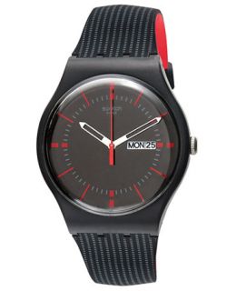 Swatch Unisex Swiss Gaet Black and Red Double Layered Silicone Strap