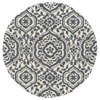 Runway Charcoal/Ivory Damask Hand Tufted Wool Rug (79 Round
