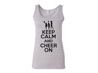 Junior Keep Calm And Cheer On Graphic Sleeveless Tank Top