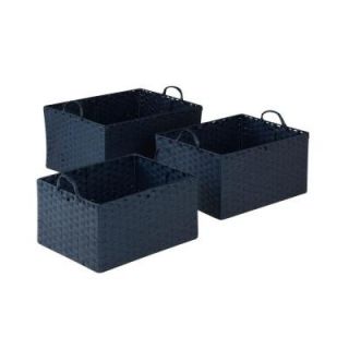 Honey Can Do 11.4 in.   14 in. x 7.8 in.   9.5 in. Blue Paper Rope Basket Set (3 Piece) STO 03739