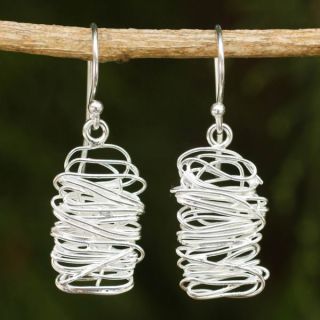 Handcrafted Sterling Silver Scribble Earrings (Thailand)  