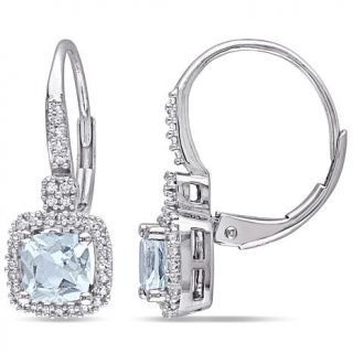1.25ct Aquamarine and Diamond 10K White Gold Drop Earrings   8061553