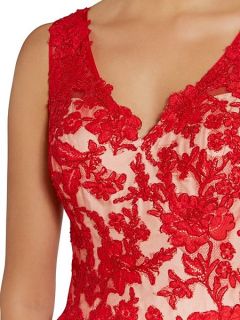 Gina Bacconi Lace and mesh maxi dress Red