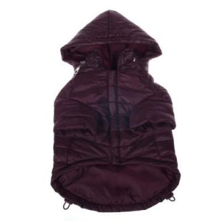 PET LIFE Large Dark Cocoa Lightweight Adjustable Sporty Avalanche Dog Coat with Removable Pop Out Collared Hood 30BRLG