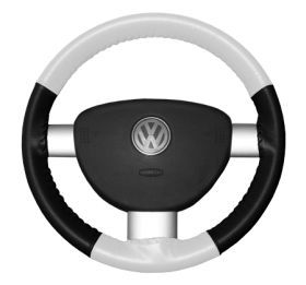 2003 2009 Nissan 350Z Leather Steering Wheel Covers   Wheelskins White/Black 14 1/2 X 4   Wheelskins EuroTone Leather Steering Wheel Covers