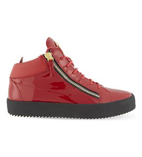 GIUSEPPE ZANOTTI   Patent leather mid top trainers