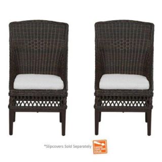 Hampton Bay Woodbury Patio Dining Chair with Cushion Insert (2 Pack) (Slipcovers Sold Separately) DY9127 D B