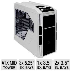 AeroCool PGS B Series Xpredator X3 White E ATX Mid Tower Gaming Case   Supports 310mm VGA Cards, 1x120mm Fan, 1x200mm Fan, Dust Filter, Fan Controller, 2xUSB 3.0 Ports, 2xAudio Ports, White